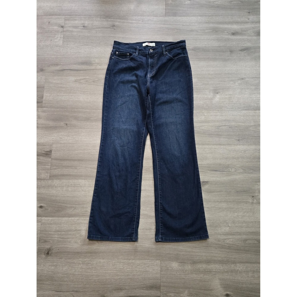 Levis 512 Perfectly Slimming Boot Cut Jean Womens 14 M Blue Dark Wash High Rise